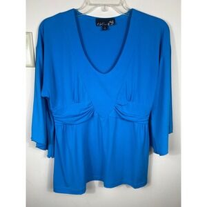 Y2K Babydoll Top Blue Ruched Empire Waist Women's S Fairy Flowy CSC Studio USA